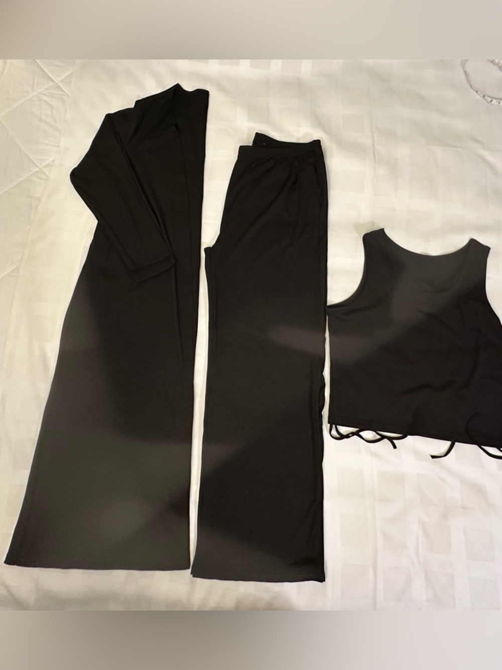 🖤😴 NWOT CLO link by Hotli, 3-Piece Black Set — Duster, Pants & Crop Tank, 2X